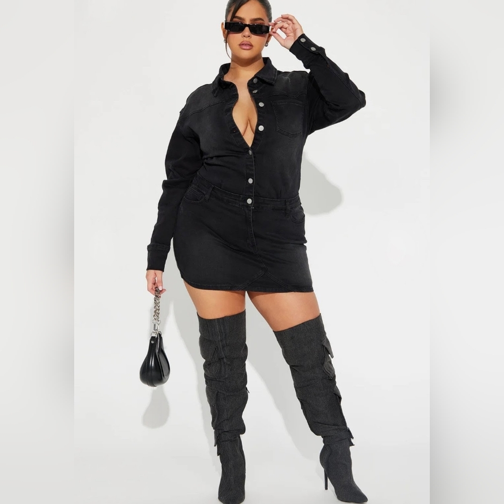 Black Belleville Denim Mini Dress